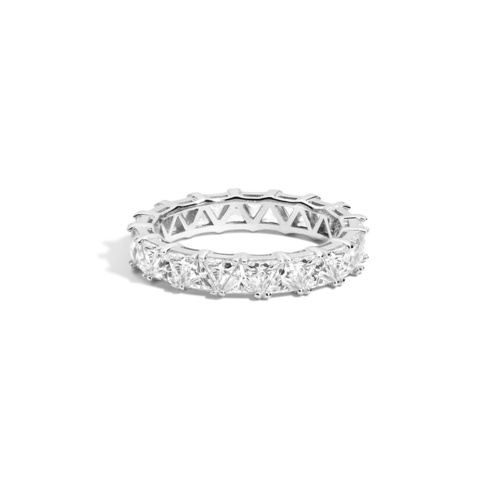 Aurate Lab Grown White Sapphire Trillion Eternity Ring, Size 7